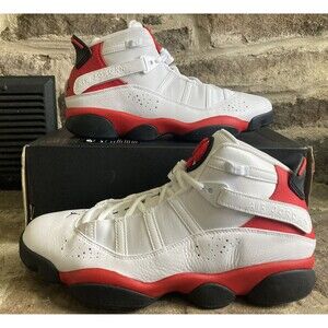 Nike Air Jordan 6 Rings Men Size 11 Cherry White Black Red Sneakers 322992-126